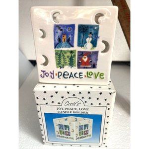 Christmas Cross Tea Light Candle Holdery Scott's 3" x3" Joy , Peace B, Love
